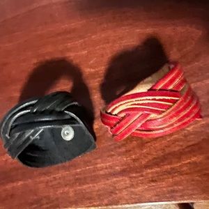 Red and Black leather handmade in Puerto Rico bracelet